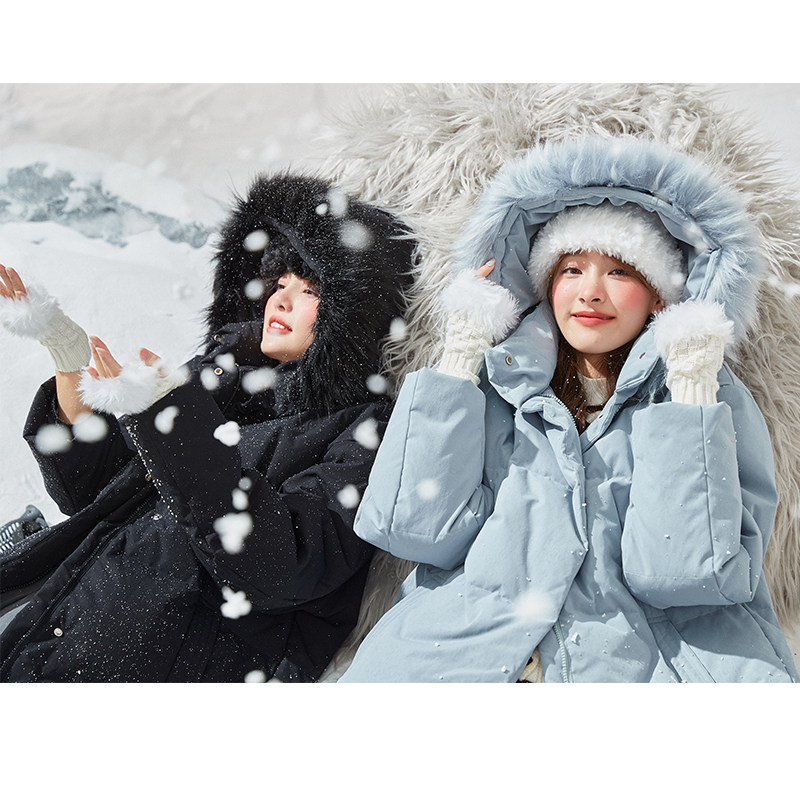 唐狮冬季款超长款可脱卸仿羽绒服 唐狮outlets店羽绒服