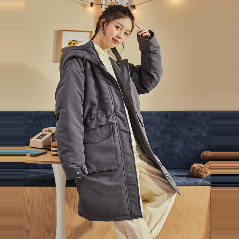 唐狮冬新款中长款bf风派克女羽绒服 唐狮outlets店羽绒服