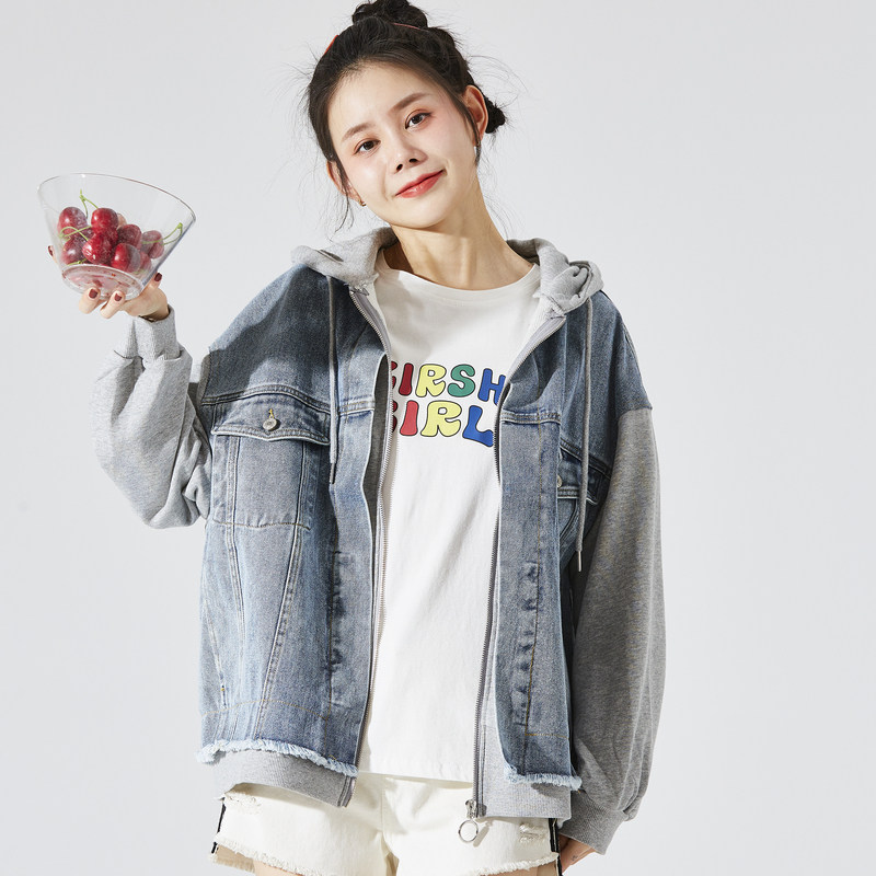唐狮2022新款春装牛仔女短款牛仔衣 唐狮outlets店短外套