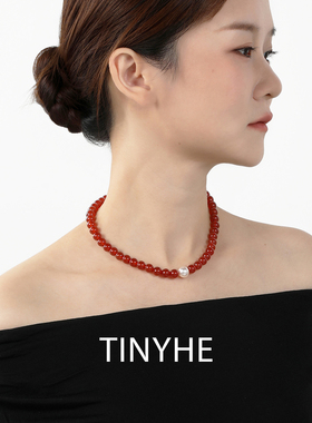 TINYHE米雪 925纯银红玛瑙项链女款秋冬颈链小众轻奢高级感锁骨链