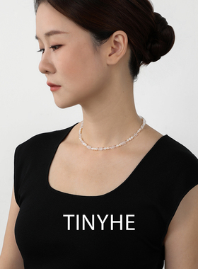 TINYHE米雪 天然淡水珍珠白水晶项链女款纯银颈链小众高级感原创