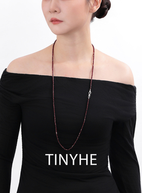 TINYHE米雪 天然石榴石项链女秋冬长款毛衣链高级感水晶颈链原创