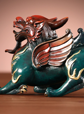 宽和烧蓝貔貅一对书房工艺摆件