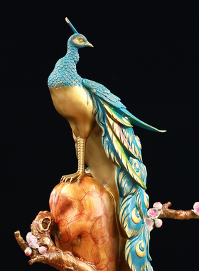 吉祥归来电视柜现代中式风孔雀