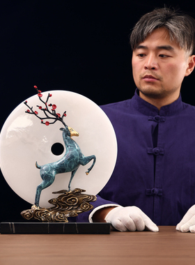 电视柜新中式风禅意办公鹿摆件