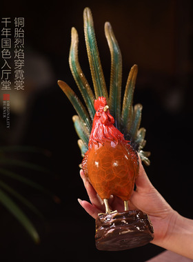 宽和纯铜公鸡摆件招财金鸡玄关