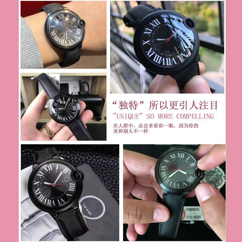 适配卡地亚蓝气球黑骑士帆布手表带 蔻侣配件