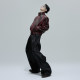 Blood python textured leather jacket with gem-embellished stand-up collar