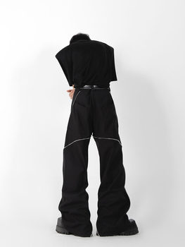 CulturE niche structure design zipper slit micro-launched trousers vertical casual pants trousers high-end trousers