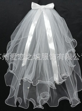 Veil Pearl Style Women's Bowknot Veil Mesh Veil Milk White P