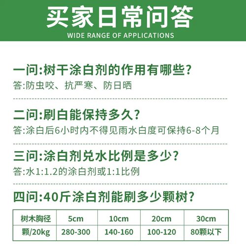 树干树木涂白剂涂白粉果树园林绿化刷白剂防虫防冻抗寒杀菌树医宝 - 图2