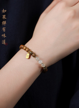 『檀望晴』天然绿檀手链 女天手串小众 新中式复古风礼物手串配饰