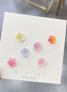 新款s925纯银针星星爱心软糖耳钉