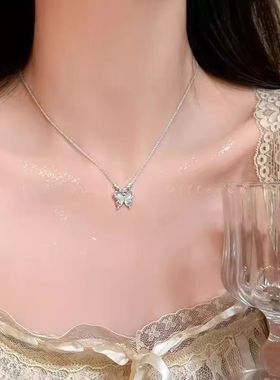 「月光诗集」冷淡风冰透猫眼石蝴蝶项链精致高颜值配裙子锁骨链女