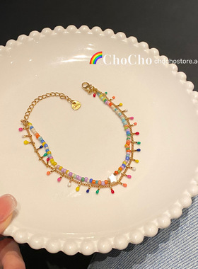 2025新款多巴胺彩色串珠手链～女小众设计气质高级感夏季百搭手饰