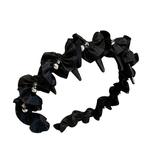 高级感水钻褶皱木耳花边发箍2025年新款精致高颅顶头箍显脸小发卡 - 图3