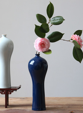 新中式禅意陶瓷花瓶复古仿宋茶道插花花器家居客厅装饰摆件景德镇