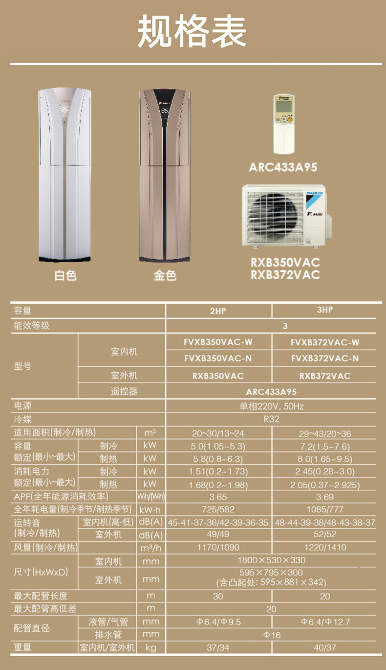 大金大3匹daikin /变频冷暖柜机 大金舒坤空调