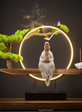 陶瓷客厅高级感电视柜灯圈摆设