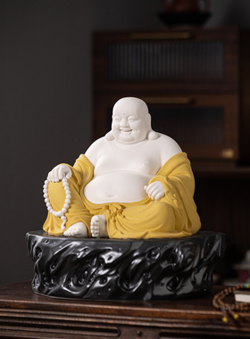 新中式陶瓷弥勒佛大肚笑佛像玄关
