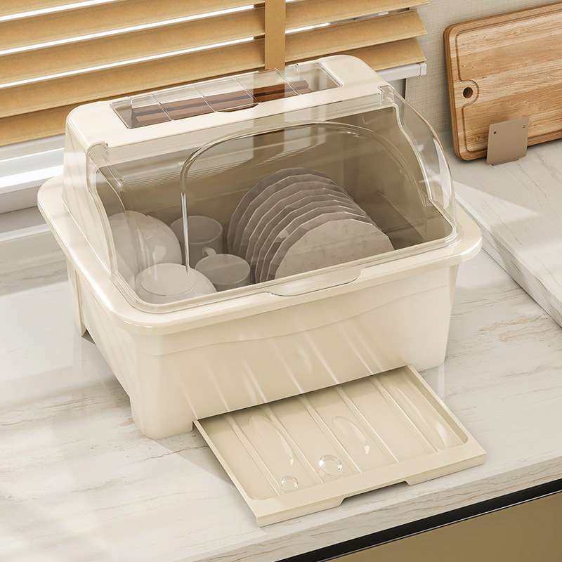 2024年沥水碗架双层抽屉式接水盘90°翻盖食品级PP碗柜沥水架,淘宝优惠券,粉丝福利购,淘宝优惠卷