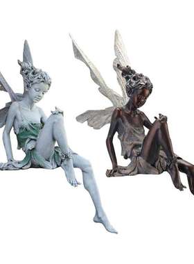 Fairy Statue树脂工艺品花仙子坐姿雕像园林室外花园庭院摆设装饰