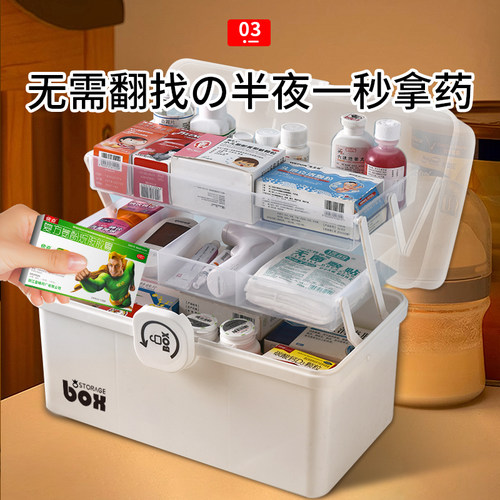 日本药箱家庭装医药箱家用药品药物收纳盒大号容量多层儿童小药盒 - 图1