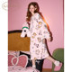 Nutshell pajamas for women winter miiiiichan series all-over printed plus velvet long-sleeved winter nightgown