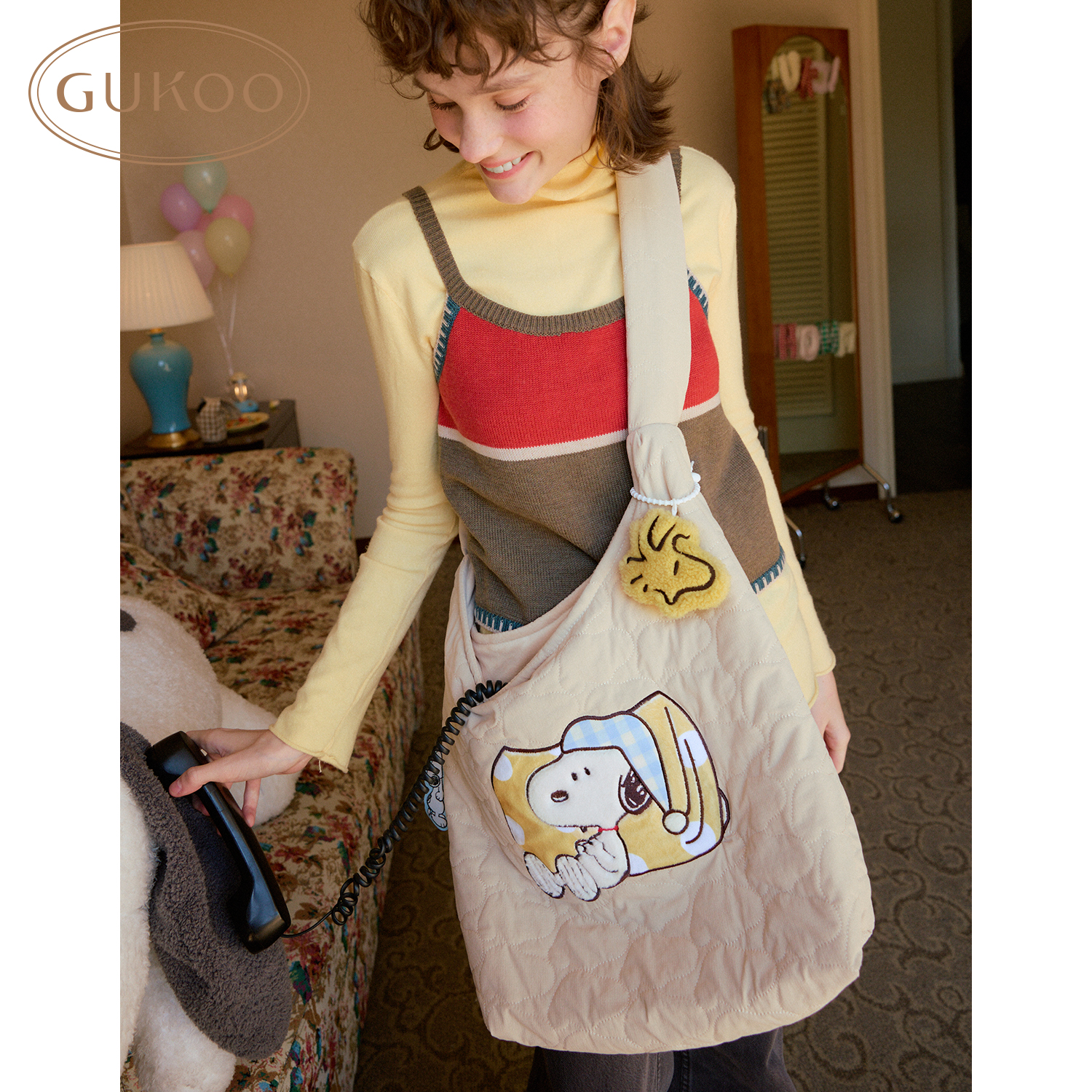 Gukoo/果壳手提包大容量百搭史努比联名休闲托特包通勤单肩包 - 图2