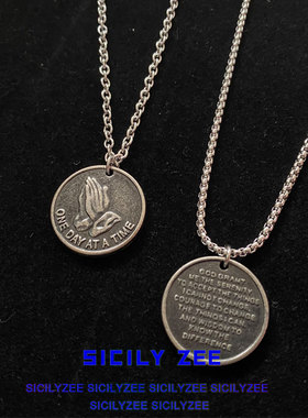 sicilyzee复古圆牌男佛手硬币