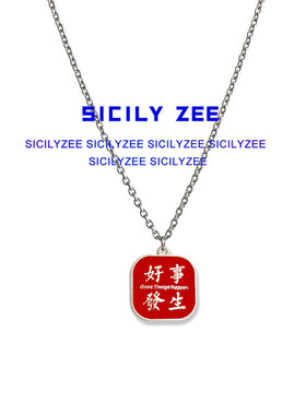 SICILYZEE汉字好事發生中国风潮文字项链男个性嘻哈吊坠女毛衣链