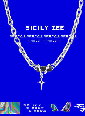 黑曜星荆棘缠绕小众轻奢颈链