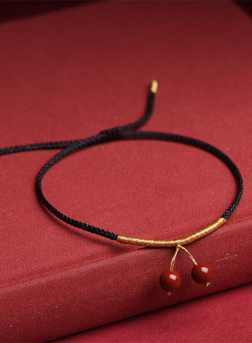 樱桃手链朱子珠砂编织本命年男女