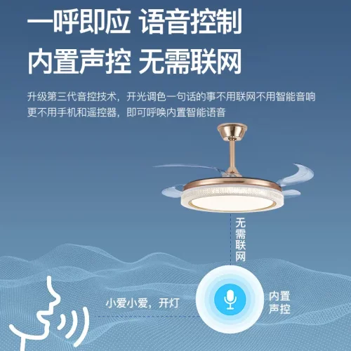 2026新款家用隐形风扇灯客厅餐厅变频吊扇灯卧室一体带电风扇吊灯 - 图3