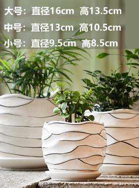 花盆陶瓷创意个性家居带托盘简约室内外绿植简易花盆