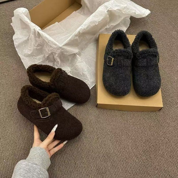 2026年新款毛毛勃肯鞋厚底百搭复古加绒单鞋一脚蹬休闲保暖女鞋,淘宝优惠券,粉丝福利购,淘宝优惠卷