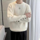 Men's waffle round neck loose fleece sweatshirt
