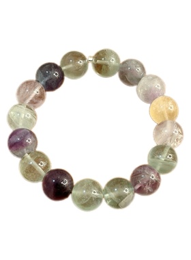 天然紫色萤石手链 渐变圆珠水晶手串彩虹色萤石散珠手链