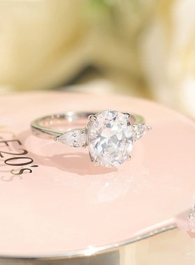 欧美新款925银四爪镶3克拉8×10旦型5a锆石女式仿真