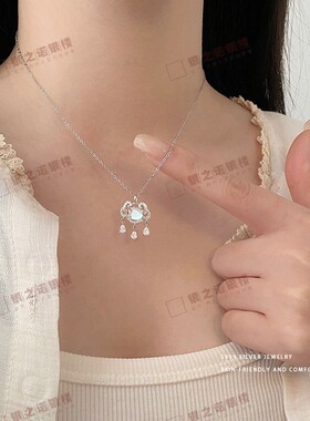 足银999新中式平安锁流苏项链