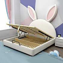 Child Bed Girl Princess Bed Light Lavish Solid Wood Small Family Type Rabbit Single Bed Creative Pink Ribbon Storage Net Red Bed