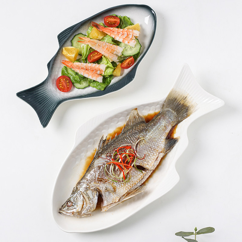 居韵北欧蒸鱼盘餐具盘子鱼盘家用创意新款大号鱼形盘装鱼盘子,淘宝优惠券,粉丝福利购,淘宝优惠卷