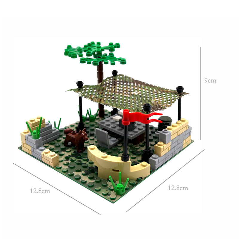 丛林军事基地战争兼容乐高moc积木场景指挥营大炮哨塔战壕人仔 - 图3