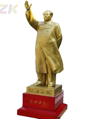 怀东 毛主席铜像挥手真人比例大型摆像公司大厅学校酒店大堂装f6