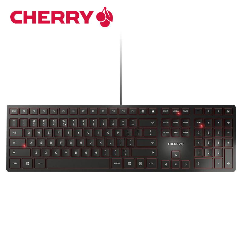 CHERRY樱桃键盘办公薄膜键盘超薄有线金属键盘笔记本电脑女生码字