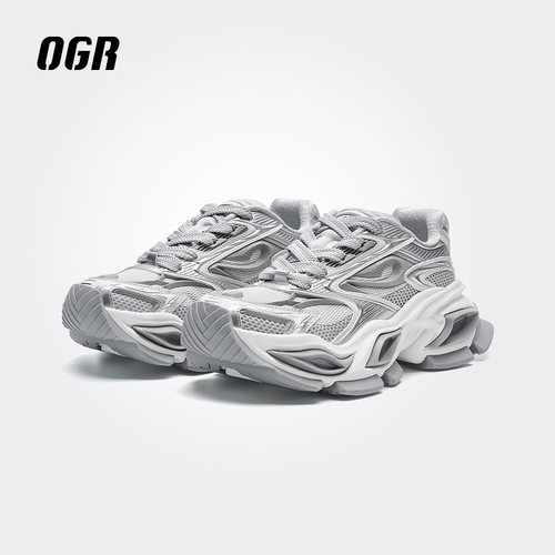 OGR异瞳系列1.0猫眼鞋老爹鞋男女厚底增高爆款德文灰 - 图0
