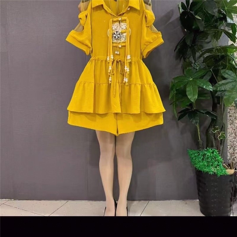 加肥大码套装新中式国风时尚盘扣显瘦气质短裤上衣新款两件套夏季,淘宝优惠券,粉丝福利购,淘宝优惠卷