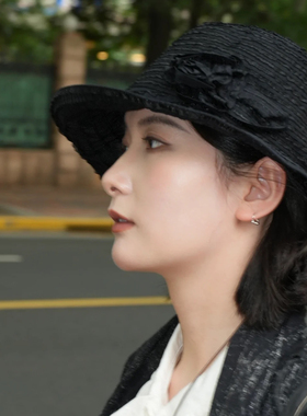 名媛花朵气质赫本小礼帽女春夏新款度假防晒拍照百搭遮阳渔夫帽潮