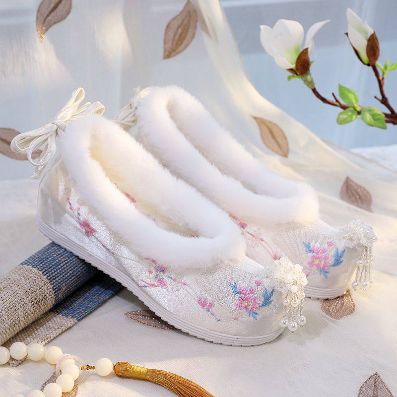 冬季新款原创古风汉服鞋子女绣花鞋内增高明制古装布鞋学生翘头鞋,淘宝优惠券,粉丝福利购,淘宝优惠卷