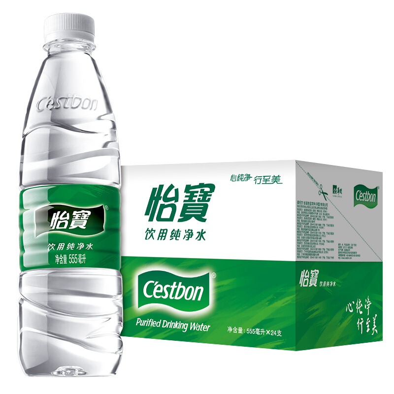 怡宝饮用纯净水555ml*24瓶整箱家庭整箱装公司商务水加湿保发湿批 - 图1